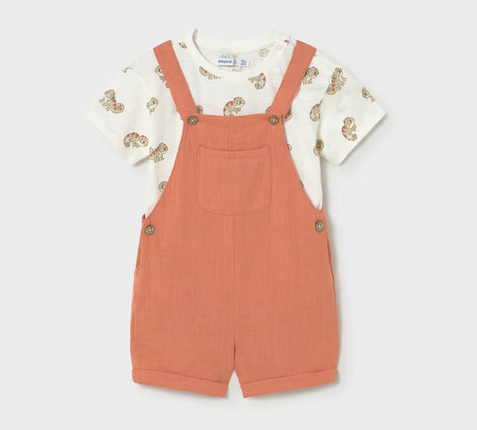 Baby Lizard Tee + Shortie Overall Set