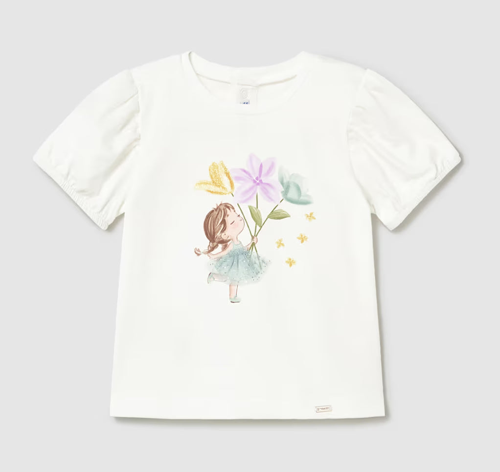 Girls Tee Girl With Flowers