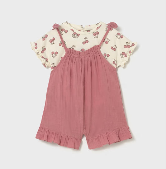 Baby Cherry Tee + Overall Set