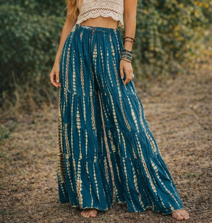 Tie-Dye Tiered Palazzo Pants