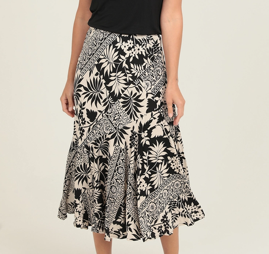 Geometric Tropical Print Skirt