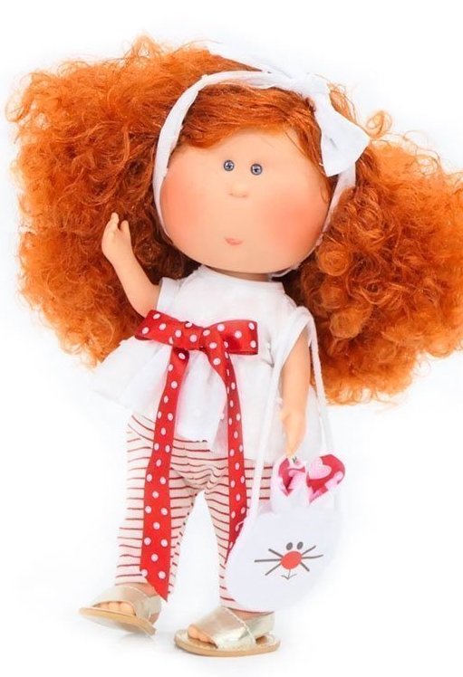 Doll Curly Red Hair White Top