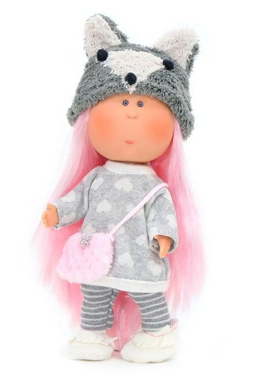 Doll Gry Wolf Hat Pink Hair-Pink Bag