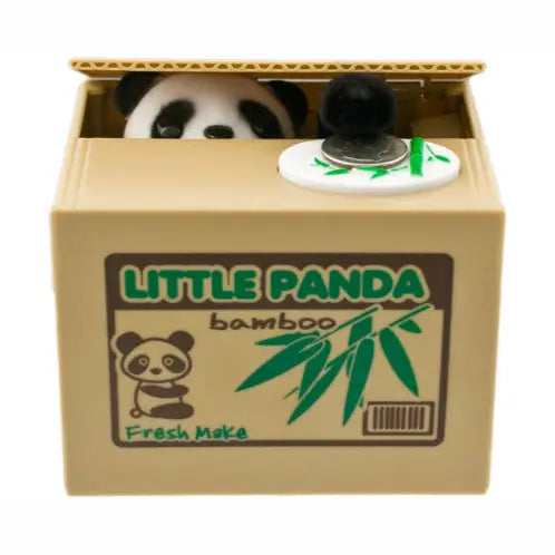 Panda Hiding in Box Coin Bank