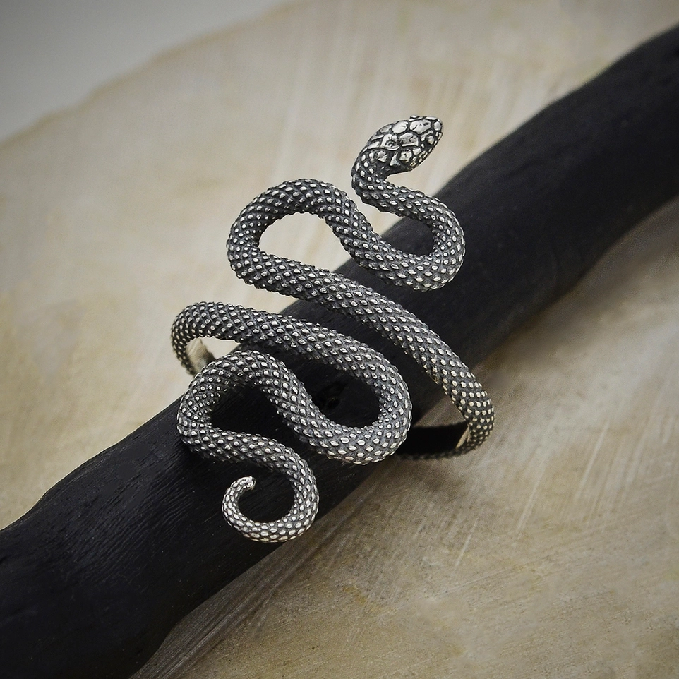 Textured Snake Adjustable Ring