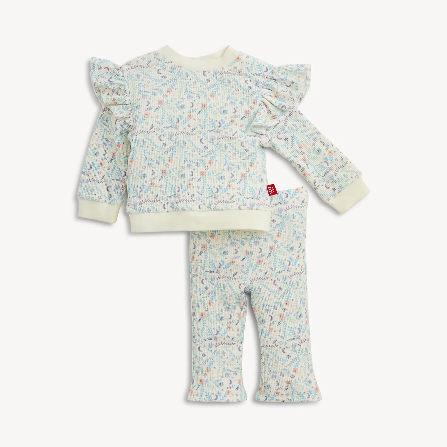 Baby Girls White Floral Waffle Set