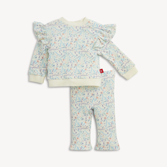 Baby Girls White Floral Waffle Set