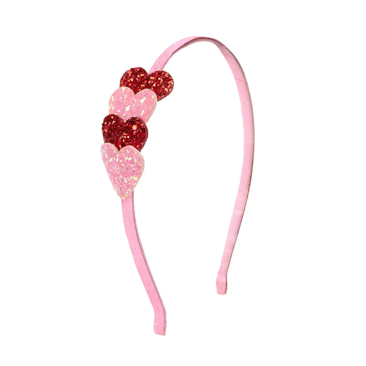 Girls Red + Pink Hearts Headband