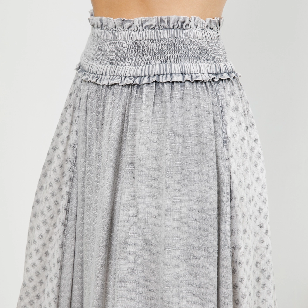 Rustic Textured Smocked Waist Skirt
