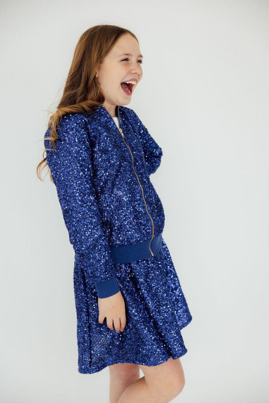 Girls Royal Blue Sequin Jacket