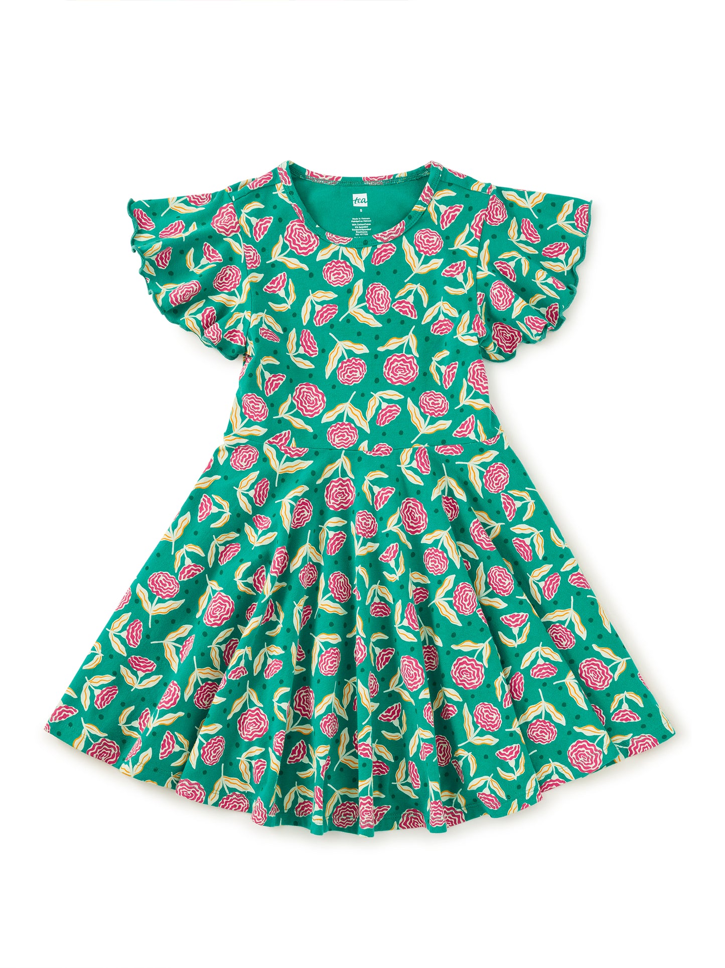 Girls Carnation Flutter Sleeve Dress