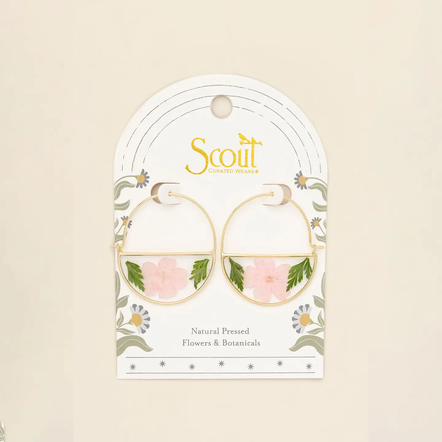 Pressed Flower Hoop Earrings