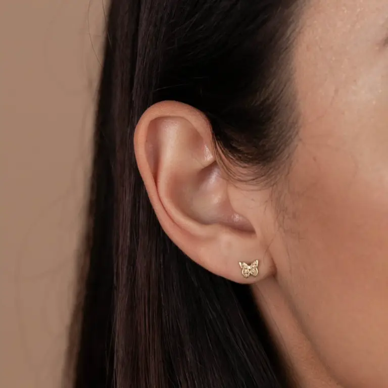 Gold Butterfly Stud Earrings