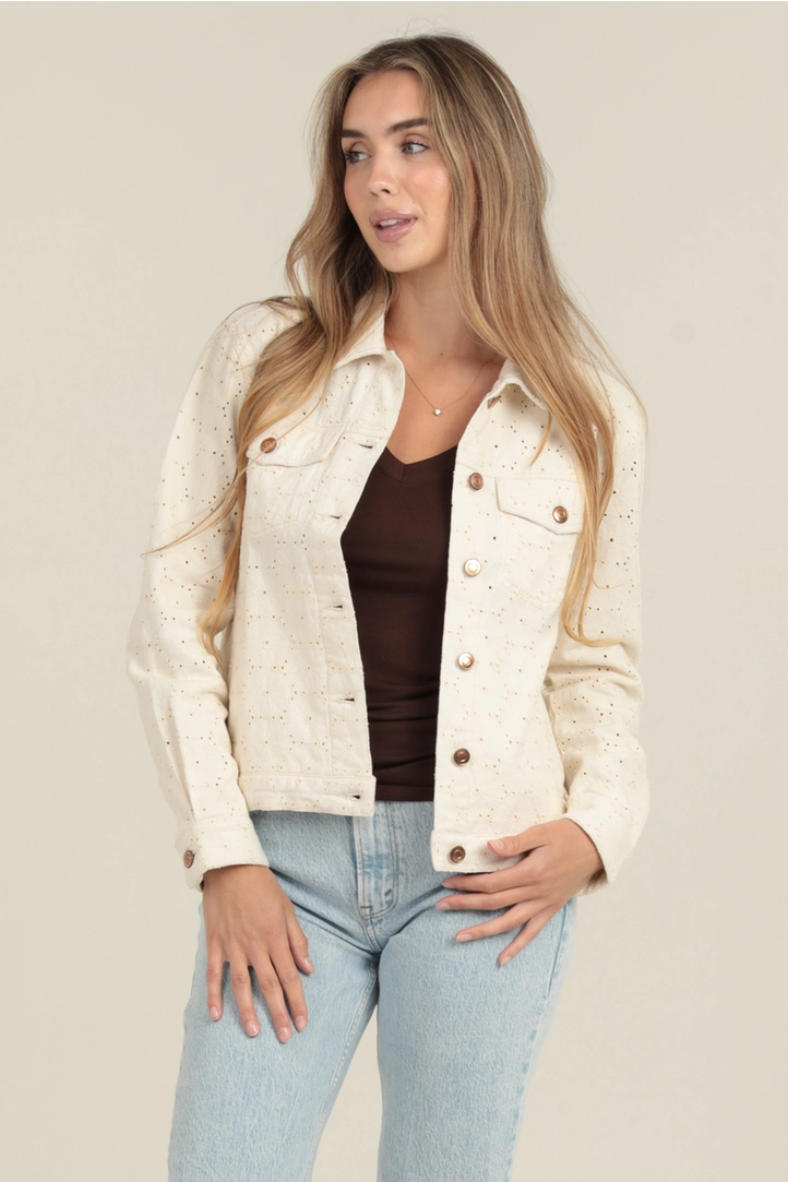 Eyelet Embroidered Denim Jacket