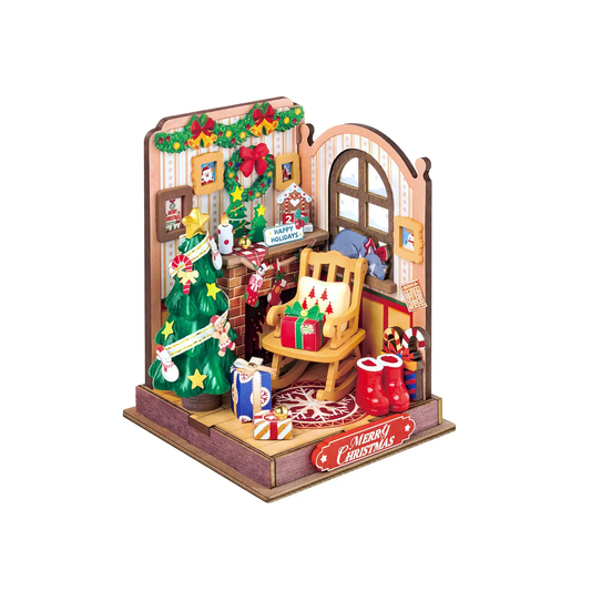 DIY Miniature House Kit: Christmas Fireplace