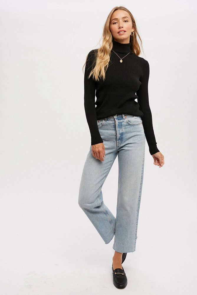 Essential Ribbed Turtle Neck Top