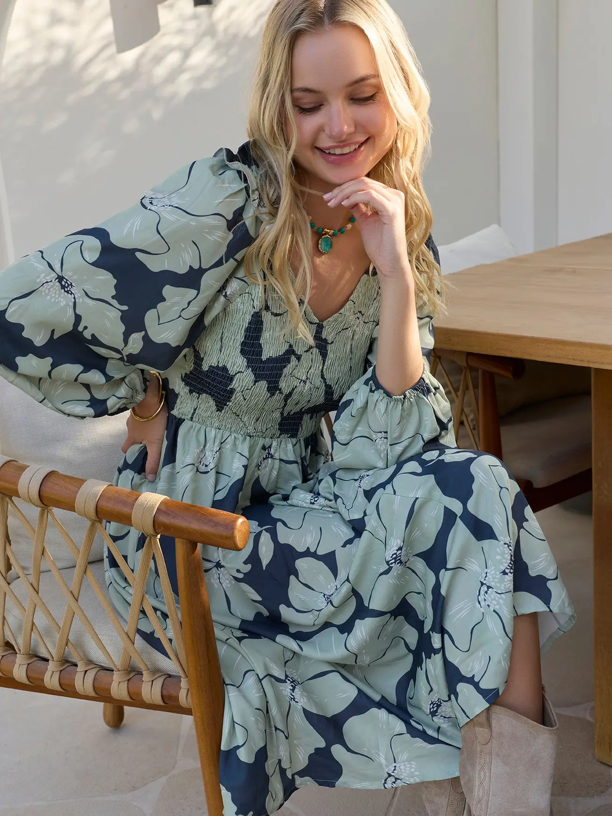 Wildmint Ruffle Smocking Dress