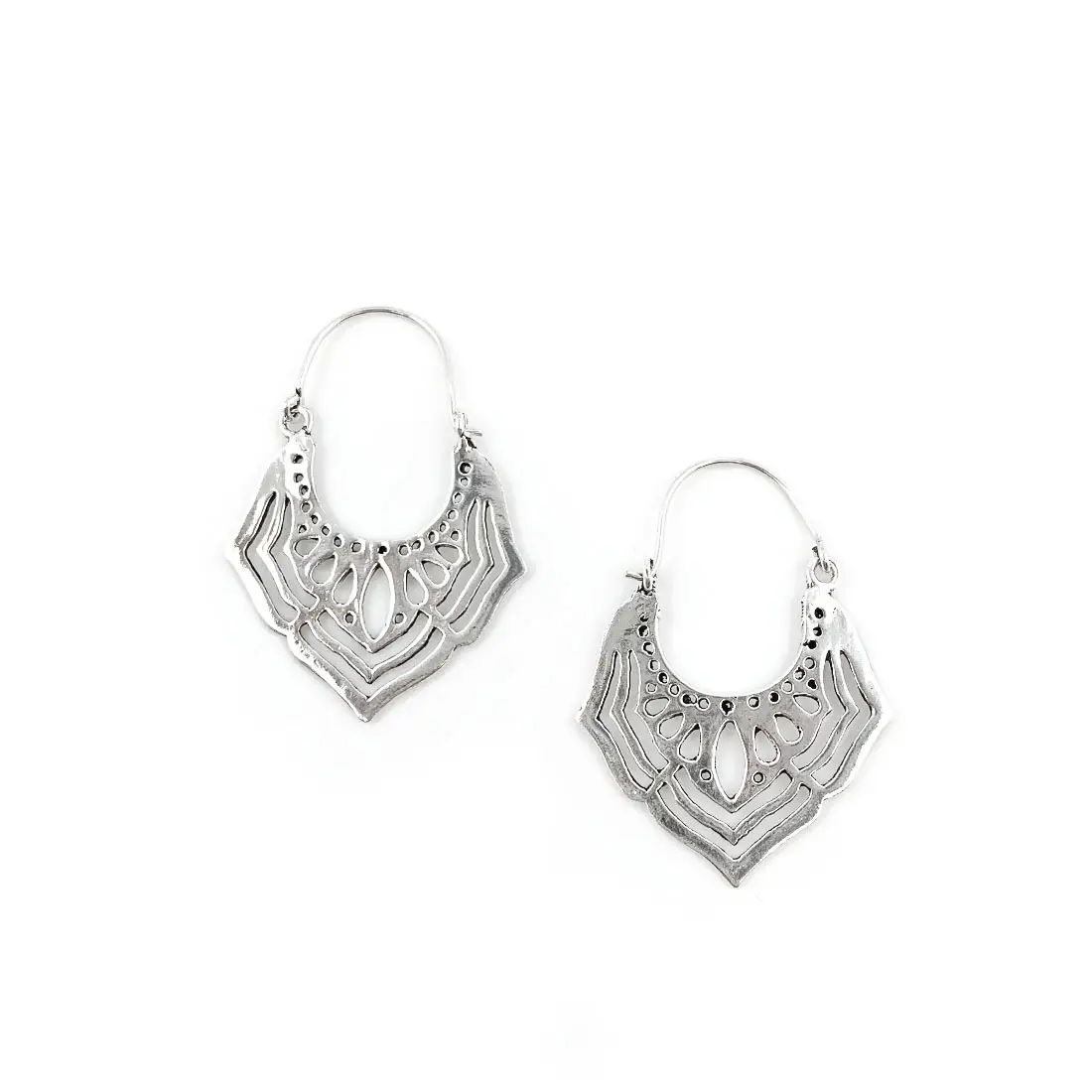 Silver Openwork Petal Earrings