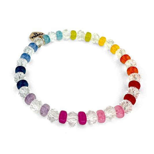 Charm It! Clear Rainbow Stretch Bead Bracelet