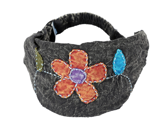 Embroidered Flower Vine Headband