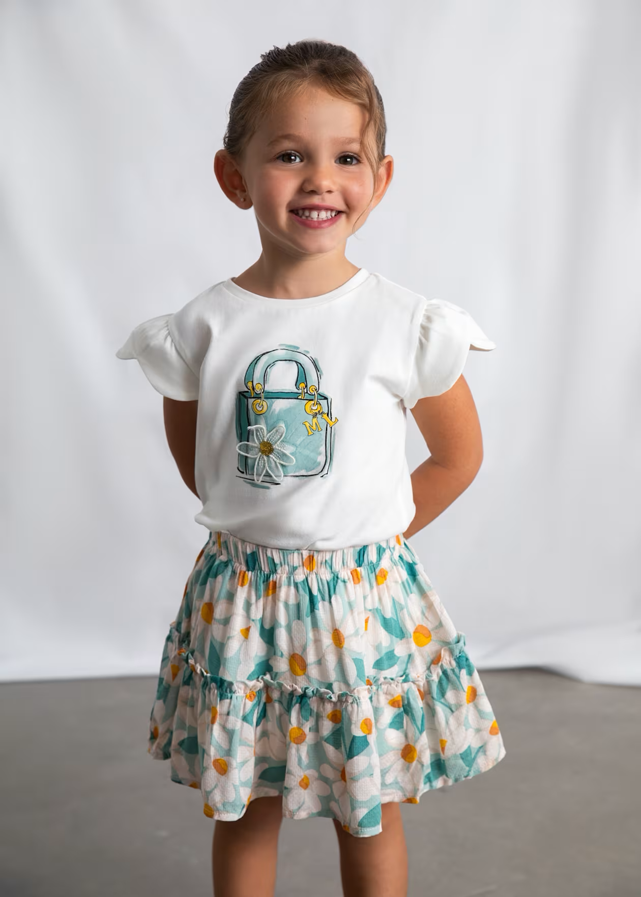 Girls Floral Printed Skirt