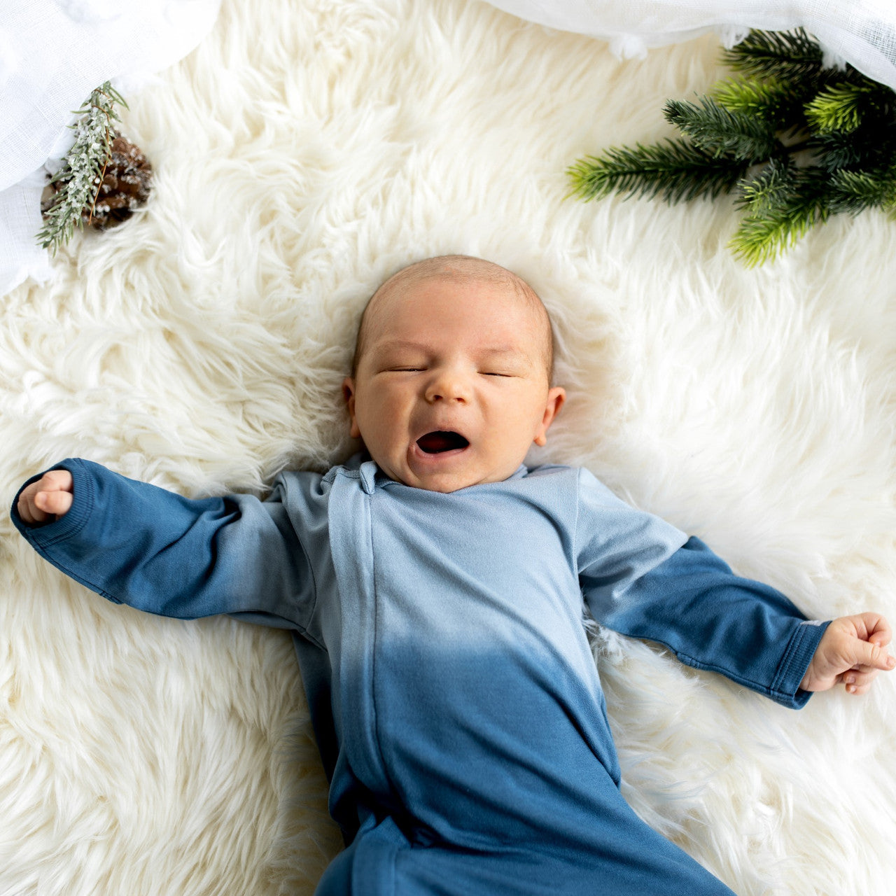 Baby Blue Dip Dye Zipper Footie