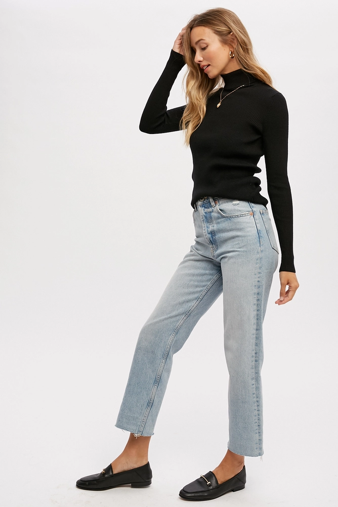 Essential Ribbed Turtle Neck Top