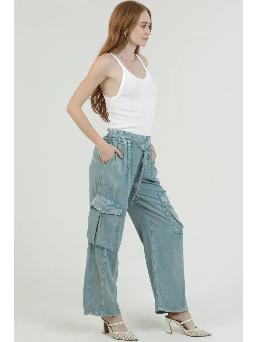 Tie Waist Cargo Pants