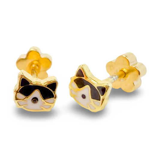 Cat Tiny Screw Back Earrings