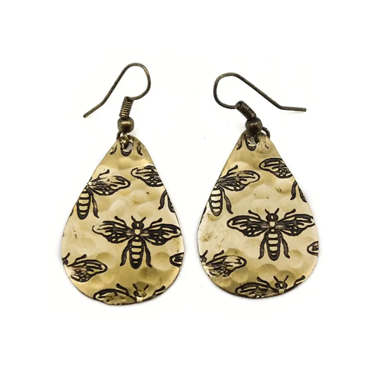 Bees Brass Earrings