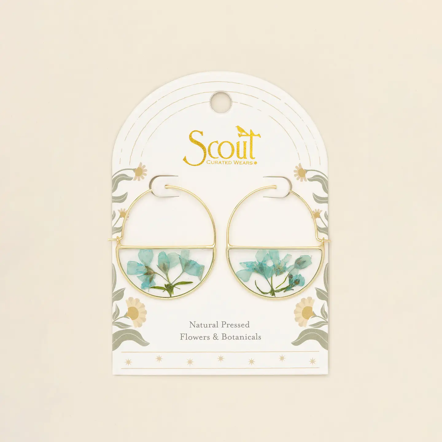 Pressed Flower Hoop Earrings