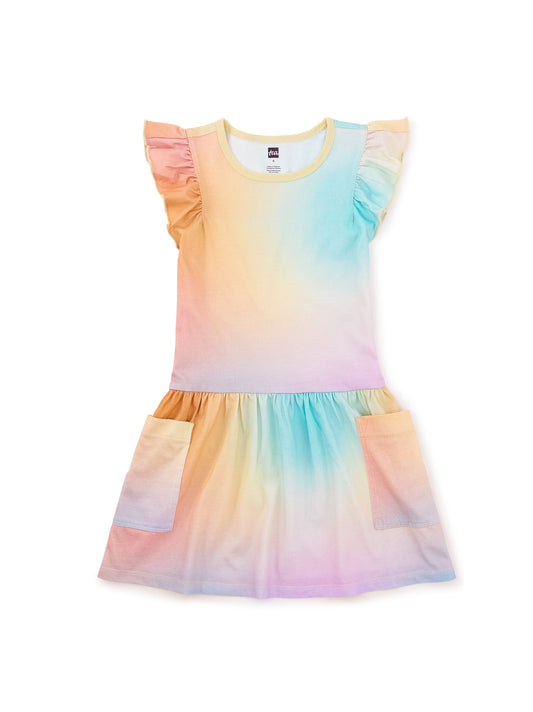Girls Rainbow Gradients Flutter Dress