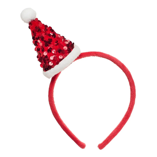 Girls Sequin Velvet Santa Headband