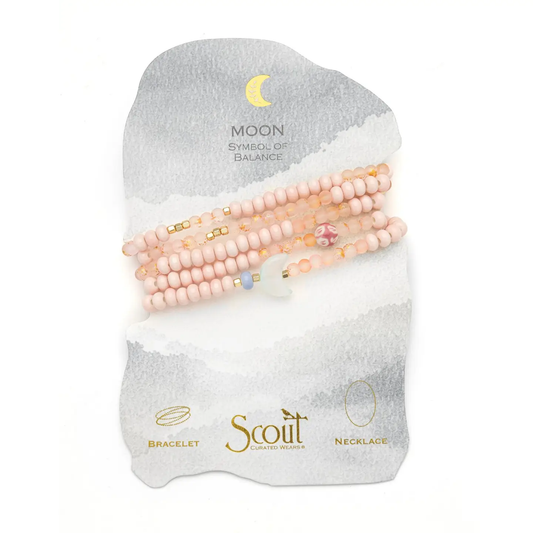 Ceramic Bead Wrap Bracelet/Necklace: Balance/Moon
