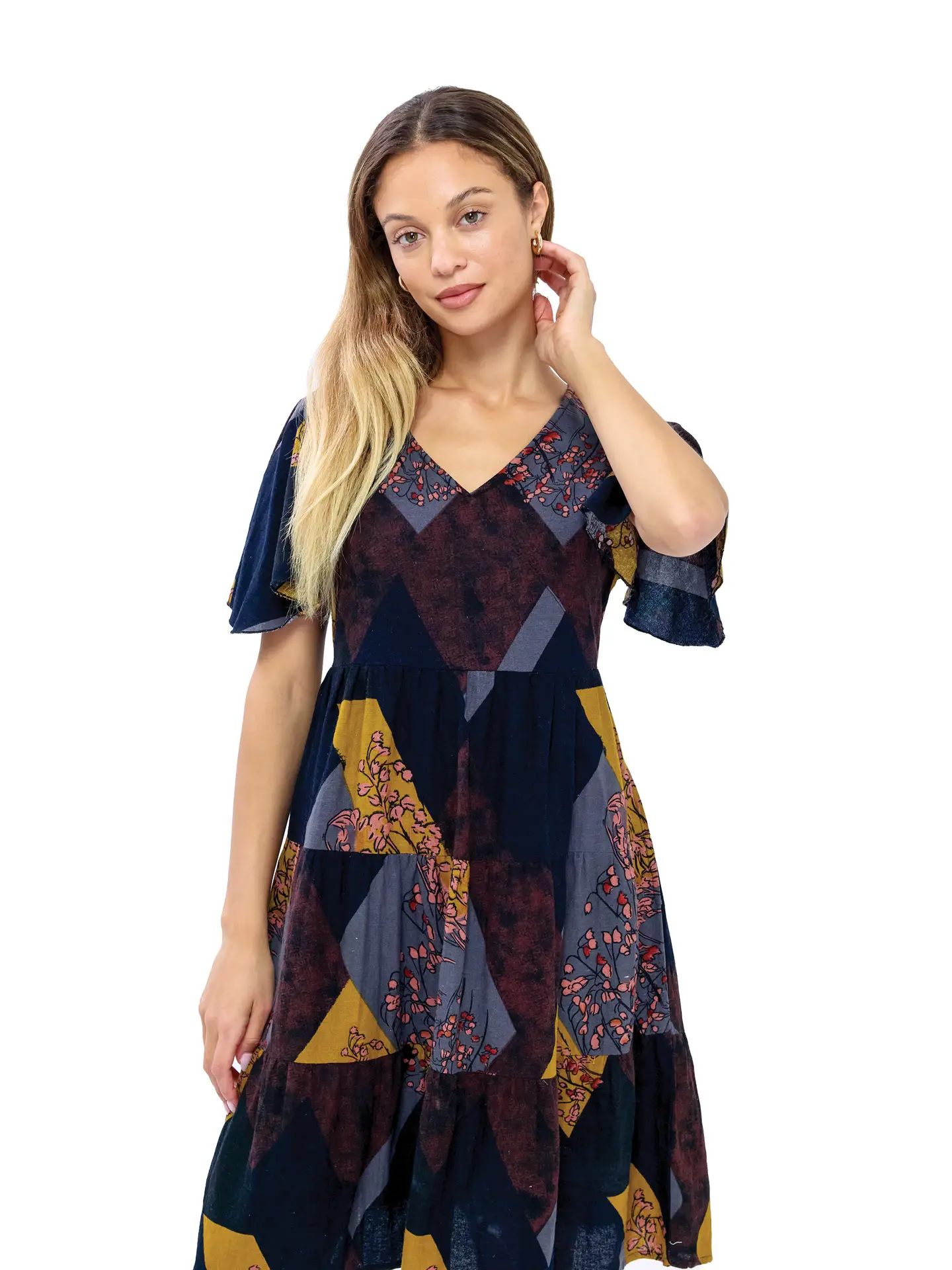 Floral Retro Vibe Patchwork Dress