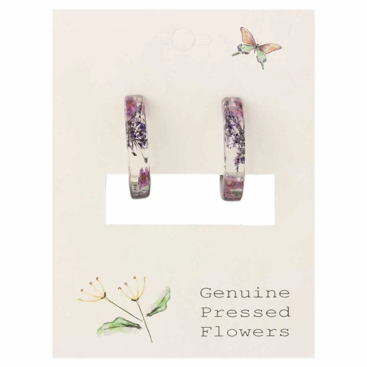 Purple Hoops Dried Flower Earrings