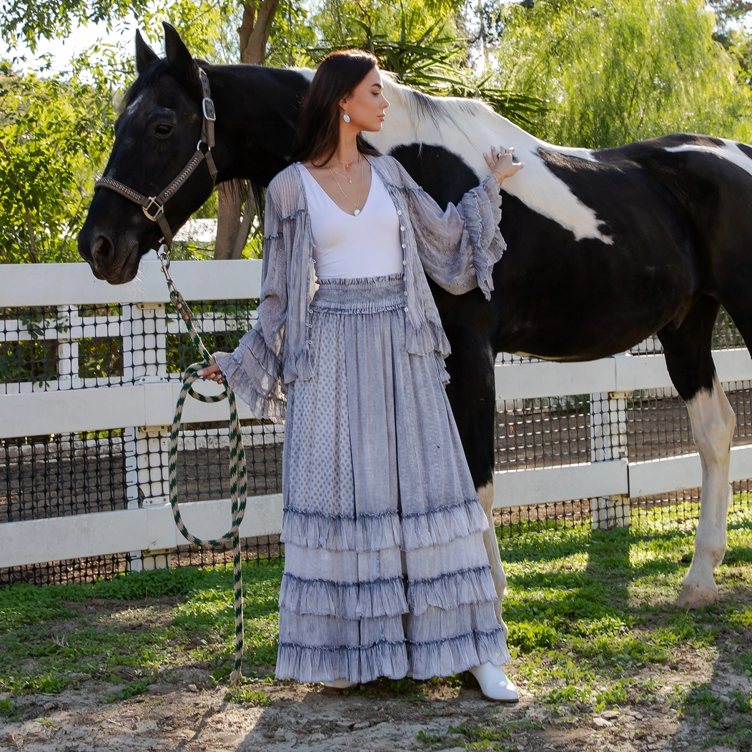 Rustic Textured Smocked Waist Skirt