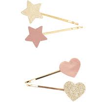 Girls Matte Star Heart Hairclips