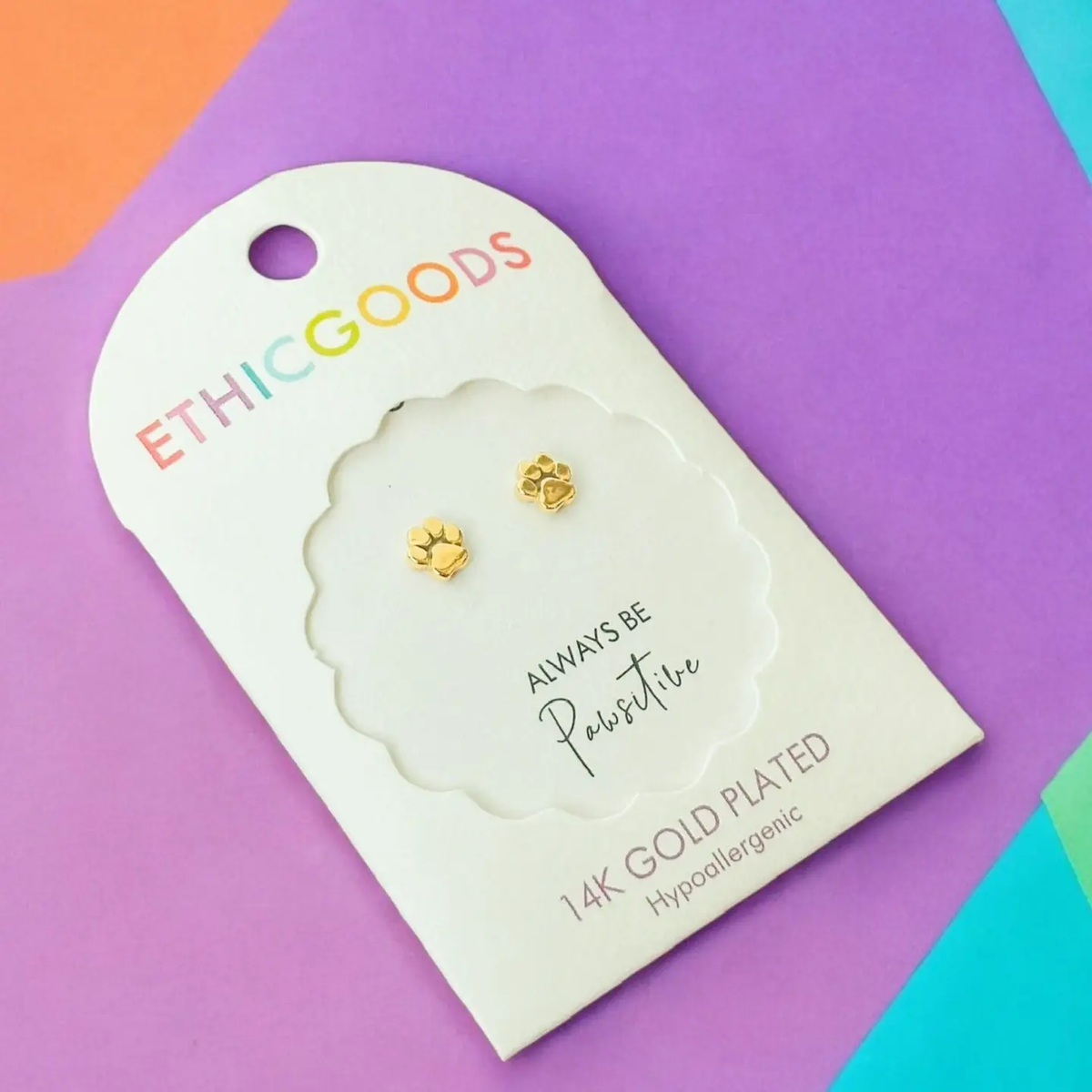 Paw Prints Tiny Screw Back Earrings