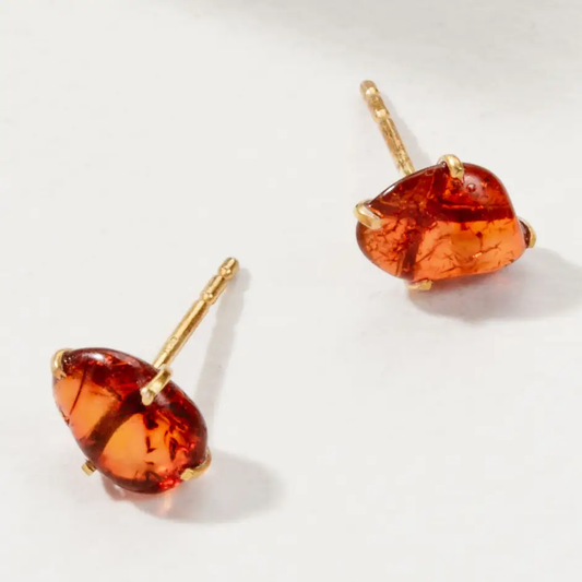 Amber Raw Beauty Stud Earrings