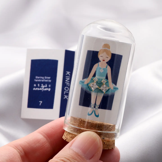 Kinfolk Blue Ballerina Clear Square Earrings