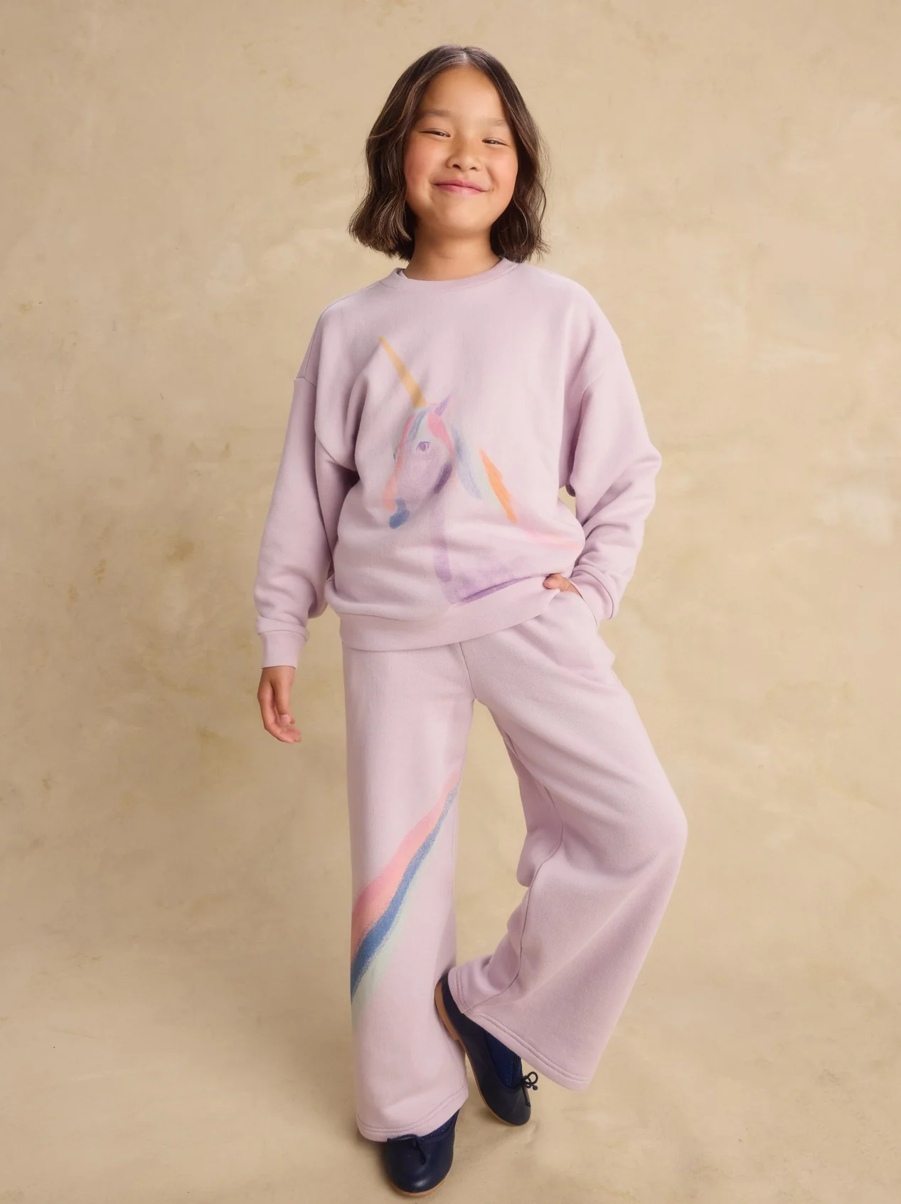 Girls Painted Unicorn Popover Sweatshirt