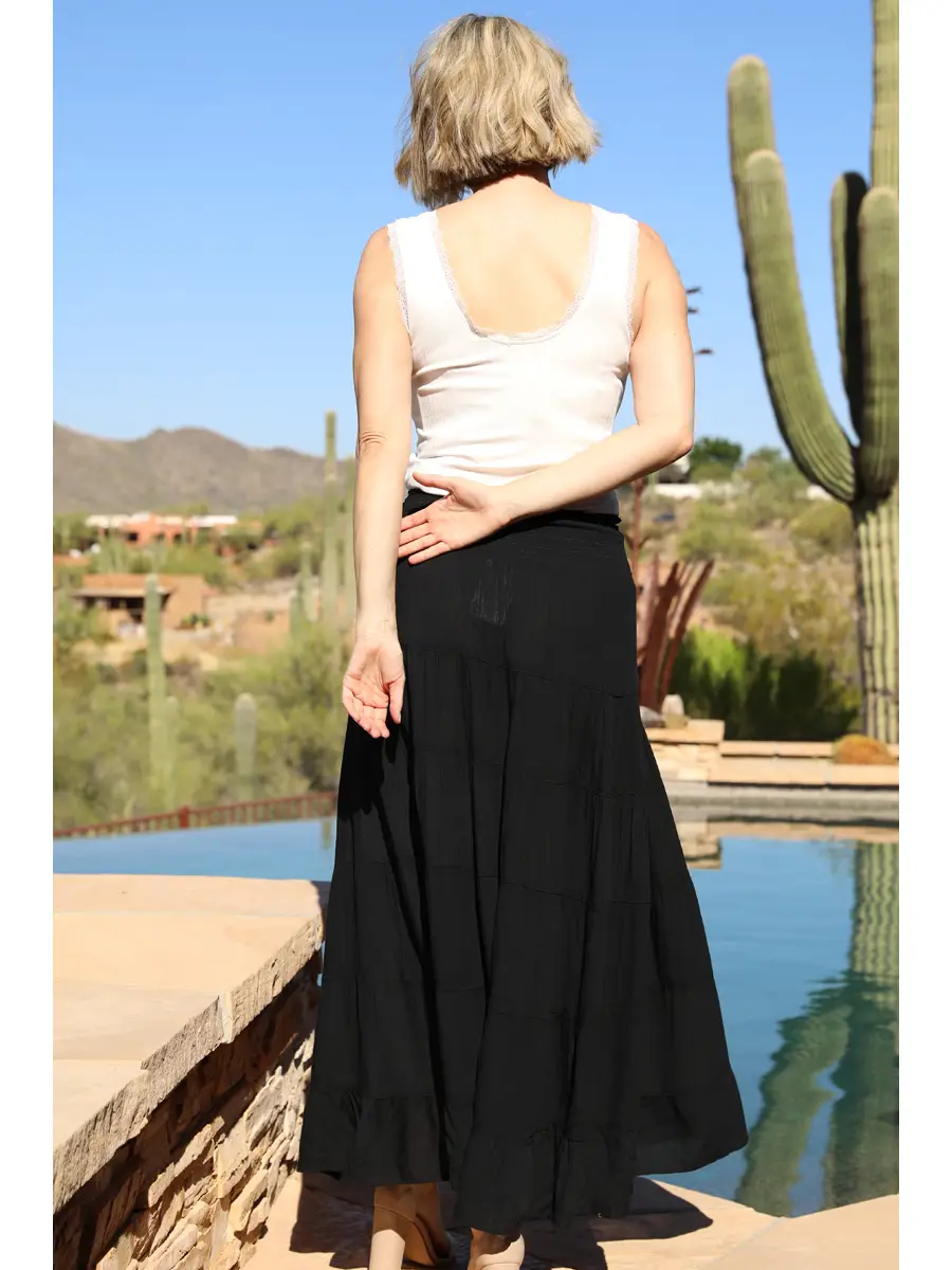 Tiered A Line Maxi Skirt