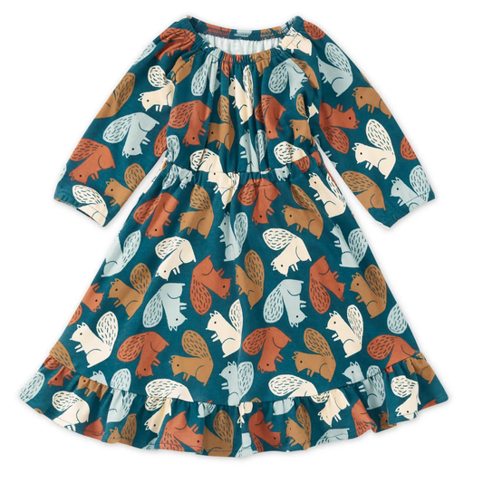 Girls Squirrel Scurry Bamboo Blend Dress