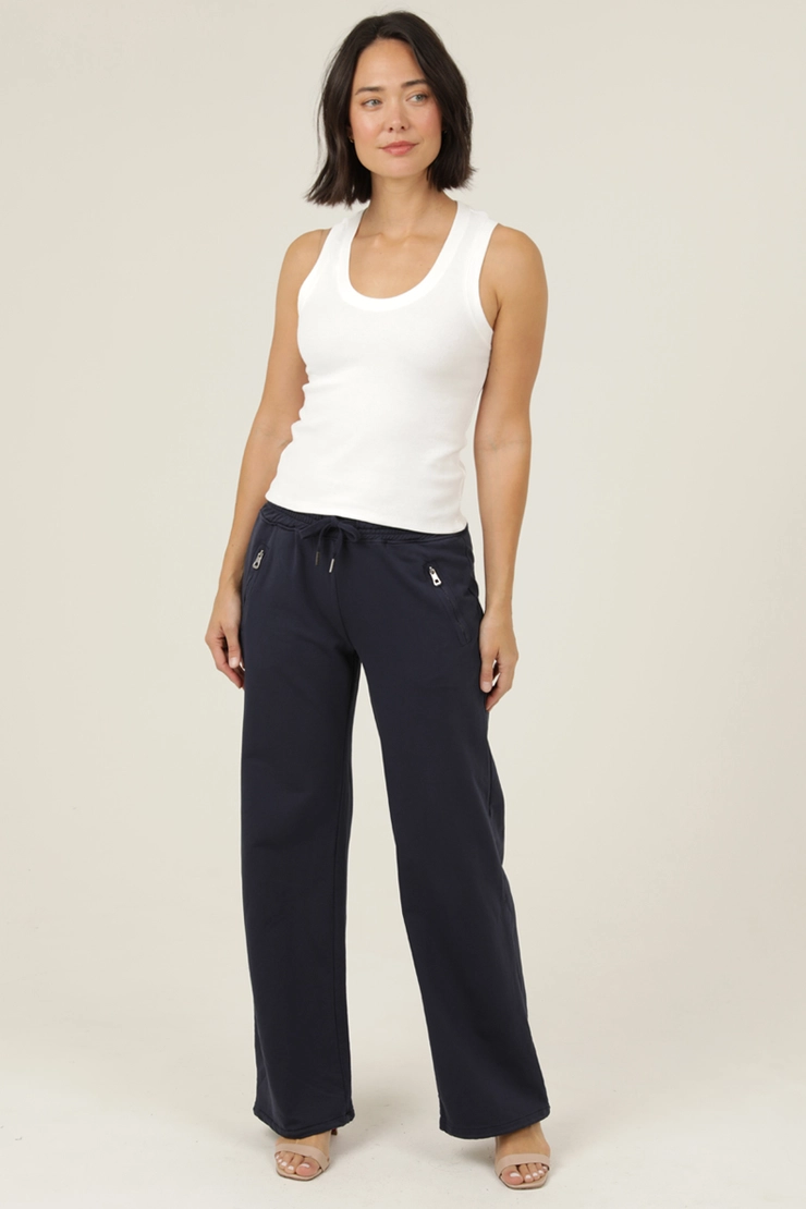 French Terry Wide Straight Leg Pants