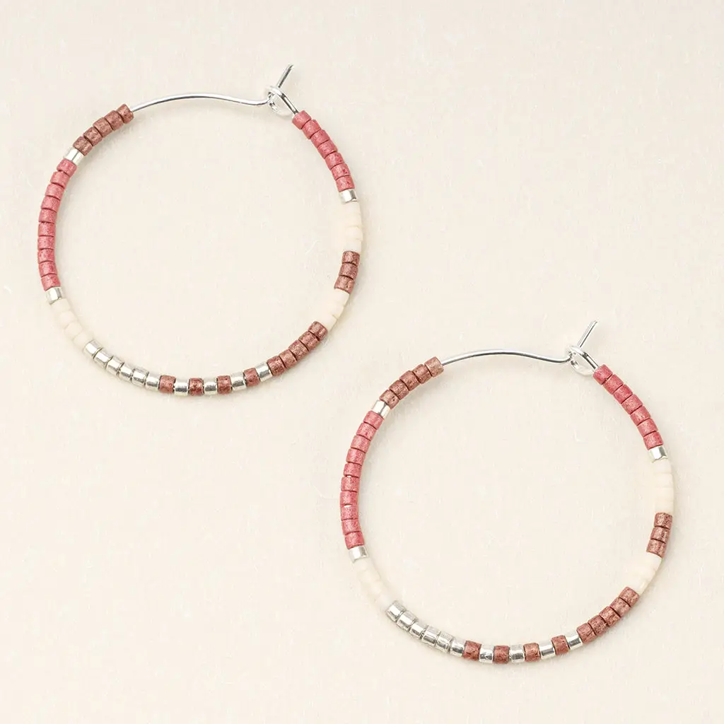 Chromacolor Miyuki Ombre Hoop Earrings Blush/Silver