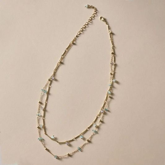 Kacha Two Strand Glass & Stone Necklace