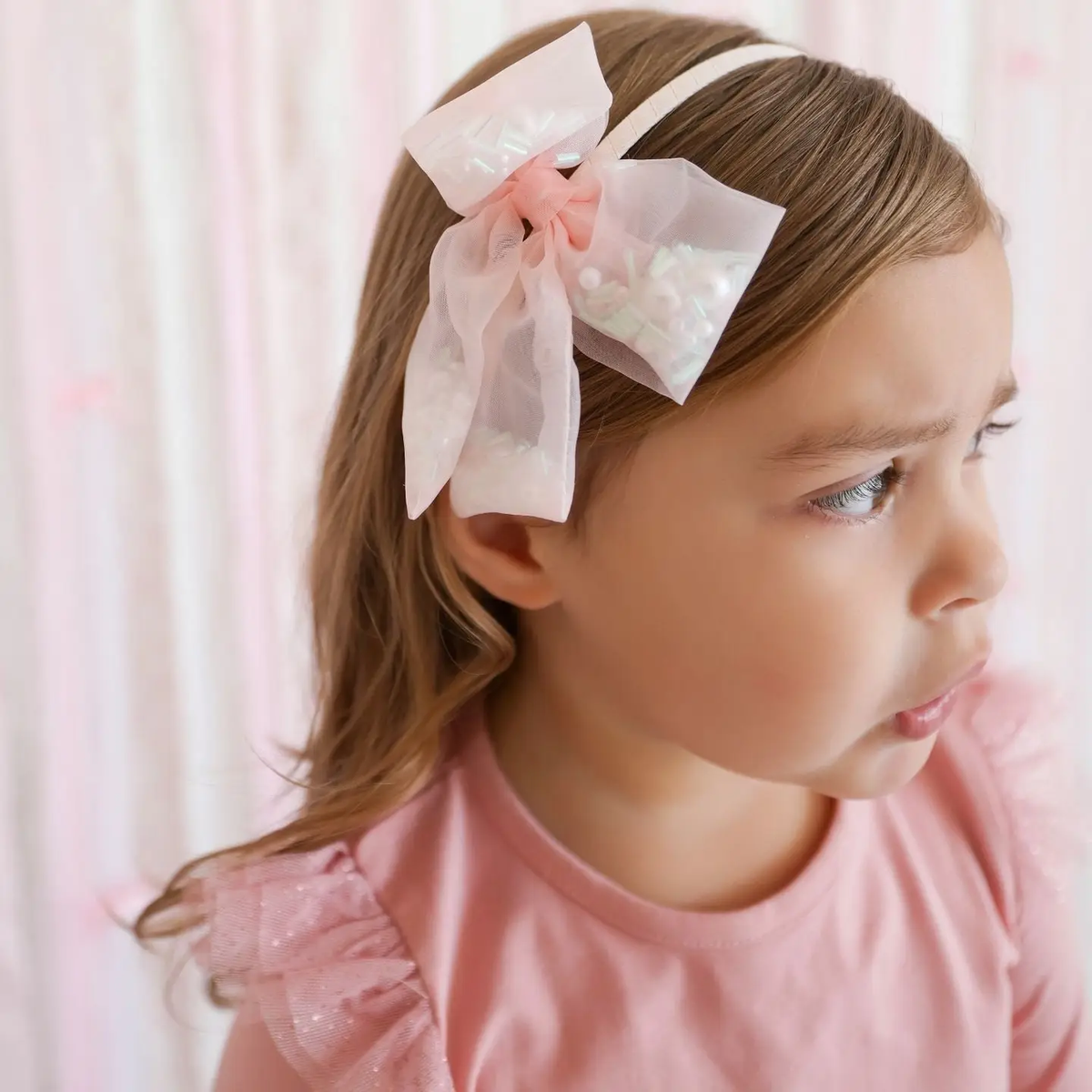 Girls Pearl Confetti Bow Headband