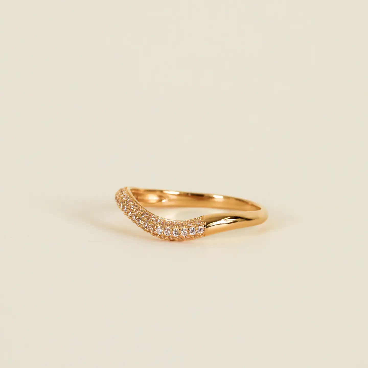 Pave Wave Champagne CZ Ring