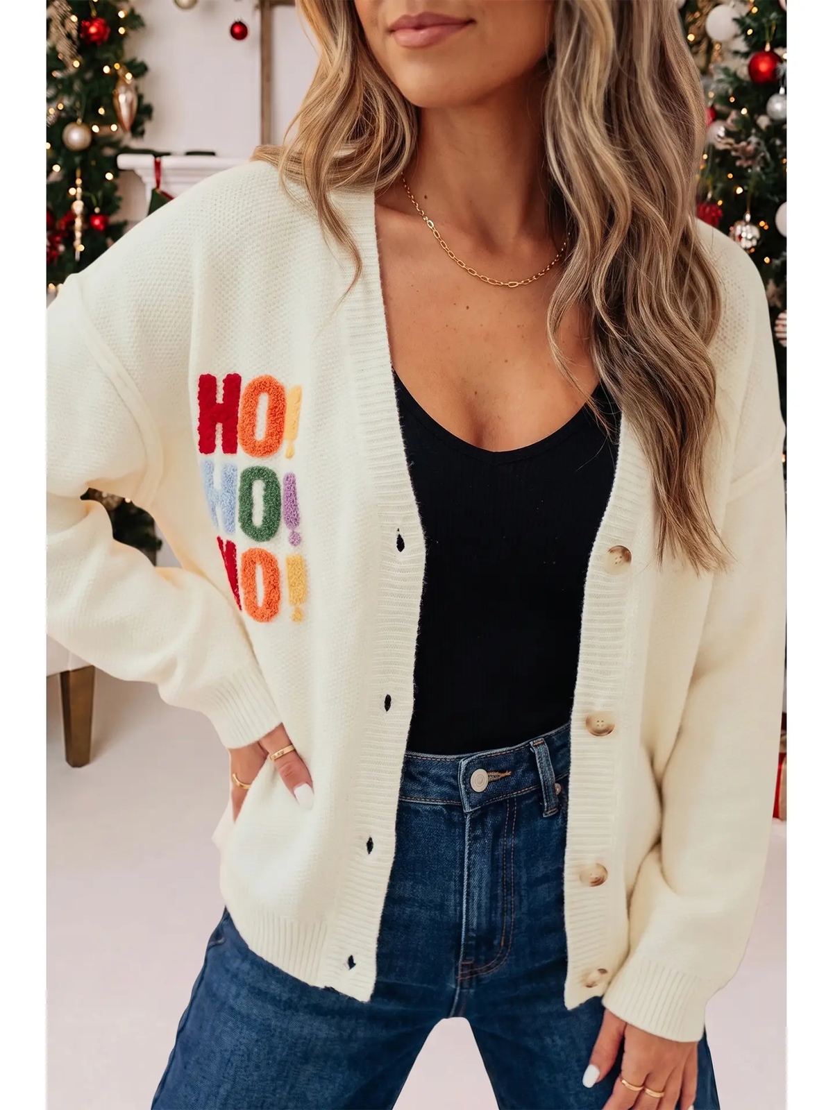 Ho Ho Ho Merry Christmas Cardigan Sweater
